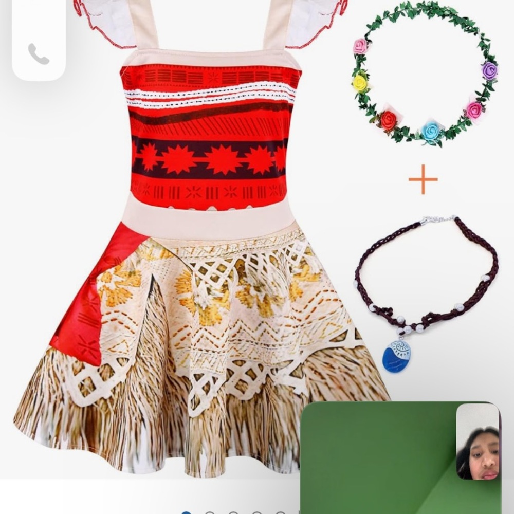 Red and Cream Dress with Floral and Beaded Accessories